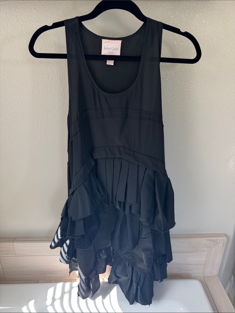 Romeo and Juliet Couture Black Layered Ruffle Dress